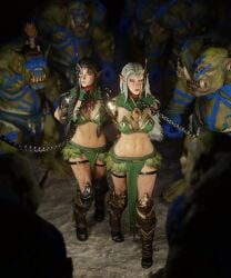 2girls 3d arahan ass_job captured captured_heroine chain chain_leash chains defeated defeated_heroine elf elf_ears enslaved female femsub fishnets green_skin monster_on_female naestra orc ork sex_slave siblings sisters slave slave_raid slavegirl soboro spoils_of_war submissive_female submitting_to_cock twins walk_of_shame warhammer_(franchise) warhammer_fantasy wood_elf wood_elf_(warhammer)