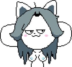 1girls 2022 2d accurate_art_style blue_nipples blush breasts cat_ears collarbone color female grey_hair j_d_ monster_girl nipples pixel_art self_upload smirk tagme temmie temmie_(undertale) undertale undertale_(series) video_game_character white_body