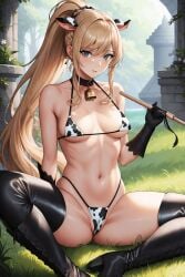 1girls ai_generated belly belly_button bikini blonde_female blonde_hair blonde_hair blonde_hair_female blue_eyes blush boots breasts cameltoe choker cleavage collar commentary_request cow_bikini cow_ears cow_girl cow_print cow_print_bikini cowbell female female_only gloves grass hair_between_eyes leather_boots long_hair looking_at_viewer only_female outdoors outside petite petite_body petite_female ponytail sitting skimpy skimpy_bikini skimpy_clothes skinny skinny_female skinny_girl slim slim_girl slim_waist small_breasts solo solo_female solo_focus tagme thighs