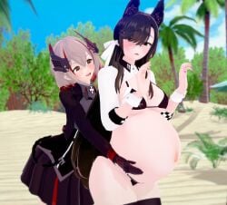 atago_(azur_lane) atago_(stunning_speedster)_(azur_lane) azur_lane koikatsu pregnant roon_(azur_lane)