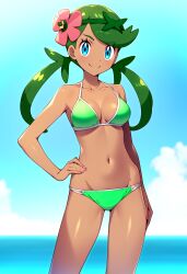 ai_generated breasts dumi female female_only looking_at_viewer mallow_(pokemon) nai_diffusion nintendo pokemon solo stable_diffusion swimsuit twintails