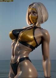 1girls 3d 3d_(artwork) ai_generated female female_focus female_only khameleon midriff mortal_kombat mortal_kombat_1_(2023) ninja solo solo_female stable_diffusion water white_hair xzmango3d