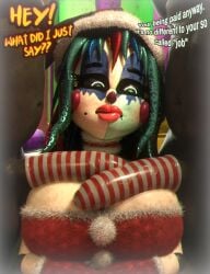 2boys 3d 3d_(artwork) barely_clothed big_ass big_breasts big_penis christmas clothed condom condom_on_penis female five_nights_at_freddy's huge_ass huge_breasts no_bra no_underwear paizuri penis rckke robot robot_girl scrap_baby scrap_baby_(fnaf) scrap_baby_(rckke) sideass