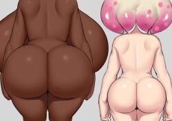 2girls ass ass_size_difference backboob breast_size_difference breasts bubble_butt chocolate_and_vanilla dark-skinned_female dark_skin dat_ass female grey_impact hips huge_breasts inkling large_ass light-skinned_female light_skin marina_(splatoon) massive_breasts multiple_girls nintendo nude octoling off_the_hook_(splatoon) pearl_(splatoon) shortstack small_breasts splatoon splatoon_(series) splatoon_2 tentacle_hair thick_thighs thighs uncensored wide_hips