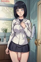 ai_generated flaccid flaccid_penis futa_only futanari gamarjobson hyuuga_hinata naruto penis penis_out skirt