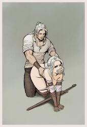 1boy ass ciri doggy_style female female geralt_of_rivia nerogrim penetration sex sword the_witcher_(series) the_witcher_3:_wild_hunt white_hair