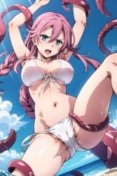 ai_generated big_breasts blue_eyes eiyuu_densetsu emma_millstein female nerdy_female pink_hair sen_no_kiseki tentacle the_legend_of_heroes trails_of_cold_steel white_bikini