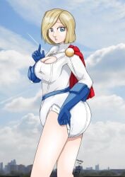 dc dc_comics diaper fawnyabdl female looking_at_viewer onesie power_girl superheroine tagme
