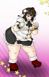 bbw belly_overhang big_belly big_breasts big_female blush chubby chubby_female embarrassed fat fat_arms fat_ass fat_female fat_fetish fat_girl fat_woman fatty large_female nerizou obese obese_female overweight overweight_female plump pork_chop shameimaru_aya thick_thighs tight_clothing tight_fit touhou weight_gain