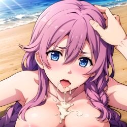 ai_generated big_breasts blue_eyes cum_in_mouth cum_on_breasts eiyuu_densetsu emma_millstein female nerdy_female pink_hair sen_no_kiseki the_legend_of_heroes trails_of_cold_steel