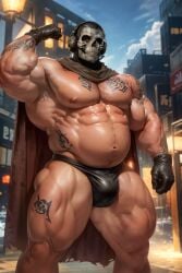 1boy 2023 activision ai_generated bara bara_tits barazoku biceps big_bulge bulge call_of_duty call_of_duty_modern_warfare_2_(2022) flexing_bicep gay ghost_(modern_warfare_2) huge_bulge male male_focus male_nipples male_only manly mask masked_male modern_warfare muscular_arms muscular_legs muscular_male muscular_thighs nipples pecs simon_riley skull_mask solo solo_male underwear yaoi