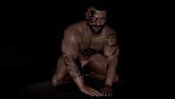 1boy australian brown_eyes brown_hair cum_dripping_out_of_pussy cum_in_pussy cuntboy cybernetic_eye intersex kano_(mortal_kombat) kneeling looking_at_viewer looking_at_you male mortal_kombat mortal_kombat_11 muscular muscular_cuntboy netherrealm_studios on_all_fours pussy pussy_juice pussy_juice_drip whitelemon