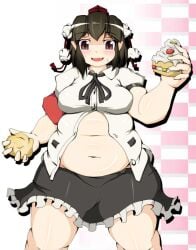 bbw belly_overhang big_belly big_breasts big_female blush chubby chubby_female embarrassed fat fat_arms fat_ass fat_female fat_fetish fat_girl fat_woman fatty large_female nerizou obese obese_female overweight overweight_female plump pork_chop shameimaru_aya thick_thighs touhou tubby weight_gain