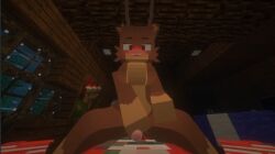 3d bia_prowell_(slipperyt) christmas female female_focus fur furry game humanoid living_plushie male minecraft plushie plushophilia tease teasing teddy_bear video_games