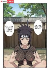 1boy 1girls ai_generated big_breasts breast_grab breast_hold breast_press breasts brown_eyes dialogue english_text faceless_male female female_focus fishnet fishnet_shirt headband holding_breast huge_breasts kahoo male male/female male_pov mitarashi_anko nai_diffusion naruto naruto_(classic) naruto_(series) naruto_shippuden nipples outercourse paizuri paizuri_under_clothes patreon_username penis pov purple_hair revealing_clothes sarutobi_hiruzen see-through see-through_clothing sex speech_bubble stable_diffusion straight talking talking_to_another text titjob url visible_nipples watermark web_address