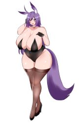 bayoshii bunnysuit fox_girl huge_breasts lunafoxe purple_hair