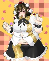 bbw belly_overhang big_belly big_breasts big_female blush chubby chubby_female embarrassed fat fat_arms fat_ass fat_female fat_fetish fat_girl fat_woman fatty large_female nerizou obese obese_female overweight overweight_female plump pork_chop shameimaru_aya thick_thighs tight_clothing tight_fit touhou weight_gain