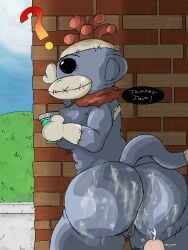 1girls animal_humanoid animal_plushie animal_pussy animal_tail animate_inanimate anthro ass big_ass black_eyes blue_body breasts brick_wall clouds confused confusion cum cum_on_ass cum_on_body cum_on_butt cum_on_lower_body cum_splatter cum_stain cum_strand cum_string duo ejaculating ejaculation eyebrows eyelashes female female_focus female_only fortnite fortnite:_battle_royale genitals grass hiding huge_ass humanoid jammedjelly large_ass monkey monkey_girl monks_(fortnite) nude_female outdoors outside penis plush plushie plushie-like plushophilia pussy question_mark raised_tail red_hair seam_(sewing) seams sewing sky slurp_juice sock_monkey solo_focus spread_legs standing stiches stuffed_animal surprised tail vagina video_game video_game_character voluptuous wide_hips