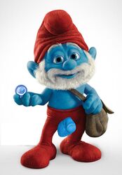 1boy balls_out beard blue_eyes blue_skin columbia_pictures condom erection holding_object inviting_to_sex looking_at_viewer messenger_bag mustache older_male pants_open papa_smurf penis_out peyo_(copyright) red_cap red_pants solo_focus sony_pictures_animation tagme the_smurfs the_smurfs_(2011_film) white_hair