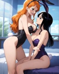 ai_generated artist_request bunny_girl clothing female female_only nami nami_(one_piece) nico_robin one_piece yuri