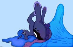 alicorn anatomically_correct anatomically_correct_genitalia anatomically_correct_pussy animal_genitalia animal_pussy anus ass blue_body blue_eyes blue_fur crotchboobs cutie_mark dock equid equine equine_genitalia equine_pussy female feral friendship_is_magic fur hasbro hooves horse index_3 lying mammal my_little_pony nipples on_back ponut pony princess_luna_(mlp) puffy_anus pussy solo underhoof