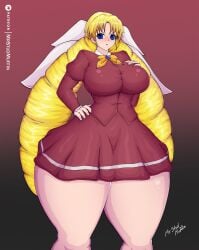 1girls big_breasts breasts dress ladies_versus_butlers! mrstudmuffin sernia_iori_flameheart thick_hips thick_thighs wide_hips