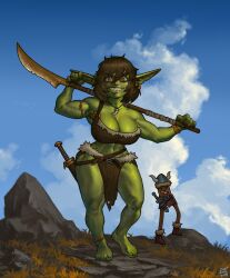 1girls goblin goblin_female goblinoid gondola gondola_(spurdo) green_skin holding_weapon justsomenoob shortstack