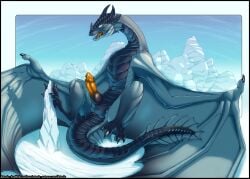 anus artonis bodily_fluids cum dragon erection feral fin frexton genital_fluids genitals hi_res ice male membrane_(anatomy) membranous_wings open_mouth penis precum solo tail wings wyvern