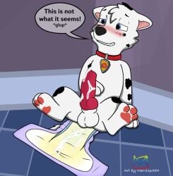 ? diaper diaper_fetish dog embarrassed erect_penis erection furry furry_only humiliated humiliating humiliation marshall_(paw_patrol) musk not_humanoid paw_patrol peeing peeing_self sitting sitting_on_floor urination watersports wetting wetting_diaper wetting_self