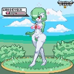 1girls animated ass big_breasts blush boiled_pappy_(artist) female fingering gardevoir grass green_hair happy heart humanoid inviting pixel_animation pixel_art pokemon pokemon_(species) pokemon_rse pussy pussy_juice red_eyes request smiling_at_viewer solo solo_female sprite sprite_art thick_thighs three_fingers wet white_skin