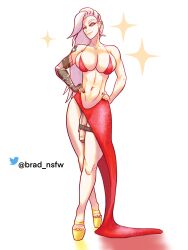 1futa alternate_version_at_source big_breasts big_penis brad_nsfw breasts clothed clothing cock_ring daphne_dress demon demon_girl dickgirl dress elegant flaccid futa_only futanari gray_hair heels human light-skinned_futanari light_skin mostly_nude penis penis_out red_dress self_upload shemale solo sorpresa standing white_hair