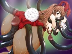 animal_ears asahina_mikuru ass breasts brown_hair highres large_breasts long_hair nipples non-web_source rabbit_ears rabbit_tail sex suzumiya_haruhi_no_yuuutsu tail tentacle tentacle_sex