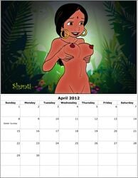 2012 april_(month) calendar_(medium) col_kink disney indian indian_female nipples shanti straight_hair tagme the_jungle_book