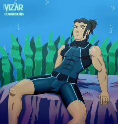 abs black_hair buldge garth gay long_hair male_only purple_eyes tank_top underwater vizar young_justice