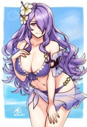 breasts camilla_(fire_emblem) camilla_(summer)_(fire_emblem) female female_only fire_emblem fire_emblem_fates looking_at_viewer nintendo purple_hair rotomdocs solo swimsuit