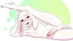 1boy 2_horns 5_fingers anthro areola arm_support artist_name asriel_dreemurr balls bedroom_eyes bent_arm biped black_eyebrows black_eyes blush blush_lines blushing_at_viewer bodily_fluids boss_monster_(undertale) bovid caprine colored_nails desertkaiju erection eyebrows feet fingernails fingers flesh_fang flexible floppy_ears foot_grab foreskin front_view fur fur_tuft genital_fluids genitals glans goat gradient_penis green_background head_tuft heart_symbol hi_res horn humanoid_feet humanoid_genitalia humanoid_hands humanoid_penis leaning_on_elbow long_ears long_fingernails long_toenails looking_at_viewer lop_ears lying male male_anthro male_only mammal monotone_body monotone_fur nails narrowed_eyes navel nipples nude nude_anthro nude_male on_side open_mouth open_smile outline penis pink_areola pink_blush pink_glans pink_inner_ear pink_nipples pink_penis pink_tongue plantigrade portrait pose precum precum_bead raised_eyebrow raised_leg retracted_foreskin seductive shaded sharp_fingernails sharp_nails sharp_toenails short_tail simple_background slim slim_anthro slim_male smile smiling_at_viewer solo straight_arm straight_legs tail text toenails toes tongue tuft undertale undertale_(series) white_background white_balls white_body white_fingernails white_fur white_horn white_nails white_outline white_penis white_sclera white_tail white_text white_toenails white_tuft