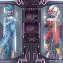 2023 5_fingers ankle_cuffs anthro articuno azural_cobaltros big_breasts black_body black_fur blaziken blue_body blue_feathers blue_hair brainwashing breasts bulda_(dragonmaster2653) cuff_(restraint) duo english_text feathers female femsub fingers fur gas_mask generation_1_pokemon generation_3_pokemon glais_(dragonmaster2653) hair hi_res hypnotic_visor in_container legendary_pokemon machine mask medium_breasts mind_control multicolored_body multicolored_fur multiple_girls multiple_subs neck_tuft nintendo nipple_fetish nipple_play nipples nude penetration pokemon pokemon_(species) red_body red_fur restraints robotic_tentacles stasis_tank story story_in_description tentacle tentacle_in_pussy tentacle_penetration text tuft underwater vaginal_penetration water white_body white_fur white_hair winged_arms wings wrist_cuffs yellow_body yellow_fur