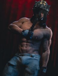 1boy 2023 3d 3d_model activision bara bara_tits barazoku bettybattaglia bulge call_of_duty clothing gay hairy_chest konig looking_at_viewer male male_focus male_nipples male_only manly mask masked masked_male modern_warfare muscular_male nipple_piercing nipples solo solo_male yaoi