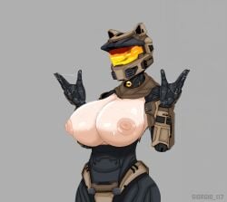 343_industries armored_female armored_gloves armpits big_areola big_ass big_breasts big_nipples big_thighs body_fur bodysuit bouncing_breasts breasts brown_body brown_skin cum cum_drip cum_on_breasts cum_on_hand cum_on_hands cum_on_nipples female female_focus female_only giorgio_117 glowing_eyes halo_(game) halo_(series) halo_infinite hand hands-free hands_up helmed_(character) helmet helmet_covering_face helmet_only helmet_with_visor metallic_body metallic_clothing microsoft nipples nisha_(reresfm) no_background no_bra no_face power_armor reflection ripped_bodysuit ripped_clothing ripped_shirt spartan_(halo) tight_clothing tight_fit tits_out visor visor_(armor) visor_helmet wide_hips