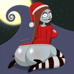 1girls ass ass_expansion big_ass big_breasts big_butt bottom_heavy bottomwear breasts christmas christmas_outfit curvy curvy_body curvy_female curvy_figure dress expansion fat_ass female female_only lipstick long_hair looking_at_viewer looking_back nightmare_before_christmas pale-skinned_female pale_skin panties ripped_clothing ripped_dress sally_(the_nightmare_before_christmas) saputodraws sideboob solo thick thick_ass thick_hips thick_thighs thigh_highs thighs wide_hips