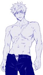 1boy jujutsu_kaisen looking_at_viewer male male_only satoru_gojo shirtless shirtless_(male) shirtless_male solo solo_male