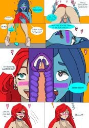 1futa 1girls artist_request beach big_penis blue_cum blue_skin breasts cervical_penetration chelsea_(ruby_gillman) chelsea_van_der_zee comics cum_in_pussy cum_in_uterus dialogue dreamworks duo english_text erection female futa_on_female futanari hearts_around_head hearts_in_eyes human humanoid impregnation light-skinned_futanari light_skin mating_press penis rolling_eyes ruby_gillman ruby_gillman,_teenage_kraken sand sex source_request speech_bubble text tongue tongue_out vaginal_penetration x-ray