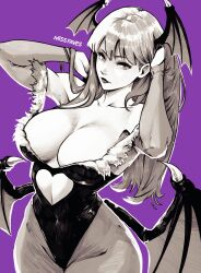 breasts clothing darkstalkers female female_only head_wings medium_breasts missfaves morrigan_aensland solo succubus