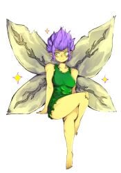 1girls bare_shoulders barefoot breasts catha fairy fairy_wings fantasy_creature green_clothing green_eyes ironhide_game_studio jpeg kingdom_rush lynk pixie pointy_ears purple_hair star thick_thighs thighs wings yellow_skin