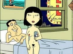 accurate_art_style asian black_hair edit family_guy female glenn_quagmire heart-shaped_pubic_hair hotel_room imminent_sex interracial looking_at_viewer male microphone news_reporter photoshop reporter_girl tagme tricia_takanawa unshaved_pussy