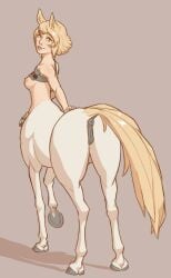 animal_pussy areola blonde_hair breasts centaur cutesune equid equid_taur female fur hair hi_res humanoid_taur mammal mammal_taur mare_pussy nipples nude prosthetic seraphine_(cutesune) solo taur white_body white_fur yellow_eyes