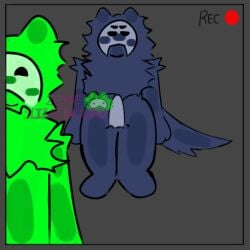 basic_background dark_blue_body dark_blue_fur gay green_body green_skin kaiju_paradise plain_background recording slime_hound_(kaiju_paradise) stroke stroking_penis