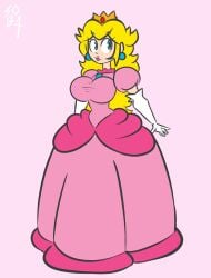 big_breasts clothed dress female female_only mario_(series) nintendo princess_peach sob4art