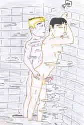 bad_anatomy danny_phantom dash_baxter handjob kwan male male_only multiple_males shower tagme toony yaoi