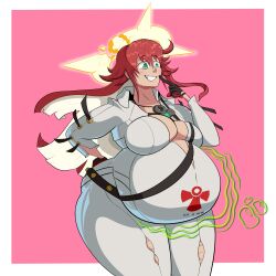 bbw belly_overhang big_belly big_breasts big_female blush chubby chubby_female embarrassed fat fat_ass fat_female fat_fetish fat_girl fat_woman fatty genpis_chong guilty_gear guilty_gear_strive jack-o'_valentine large_female lordofgee obese obese_female overweight overweight_female plump pork_chop ripped_clothing ripped_pants thick_thighs weight_gain